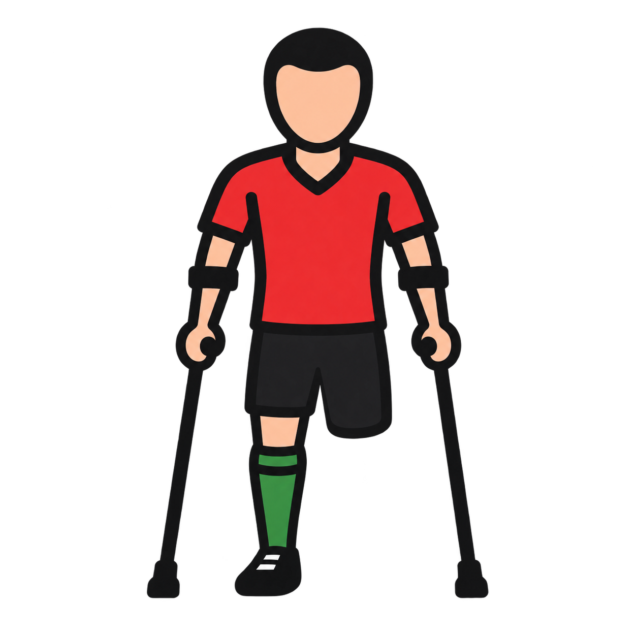 Jogador de Futebol de Amputados com muletas